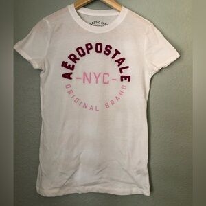 aeropostale white t-shirt basic log Women Juniors Medium